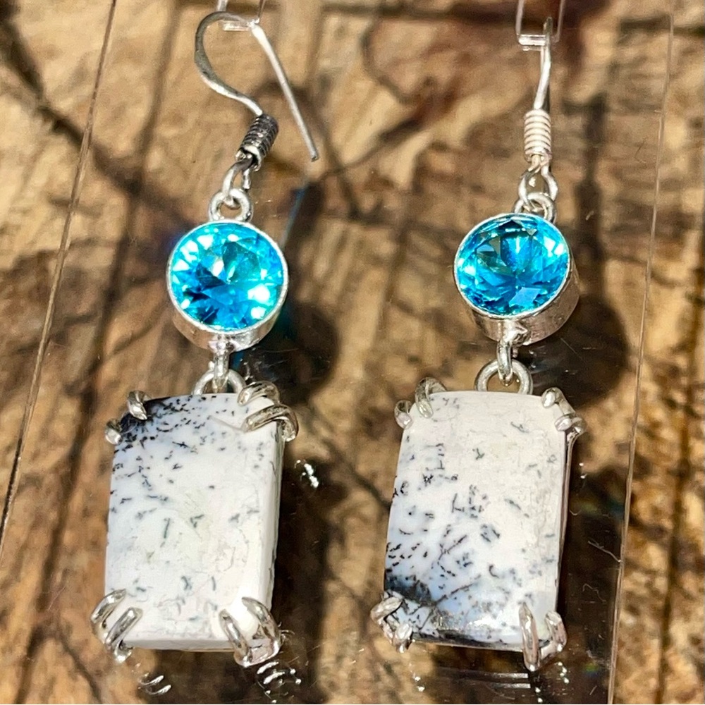 Dendritic Agate Earrings 2”